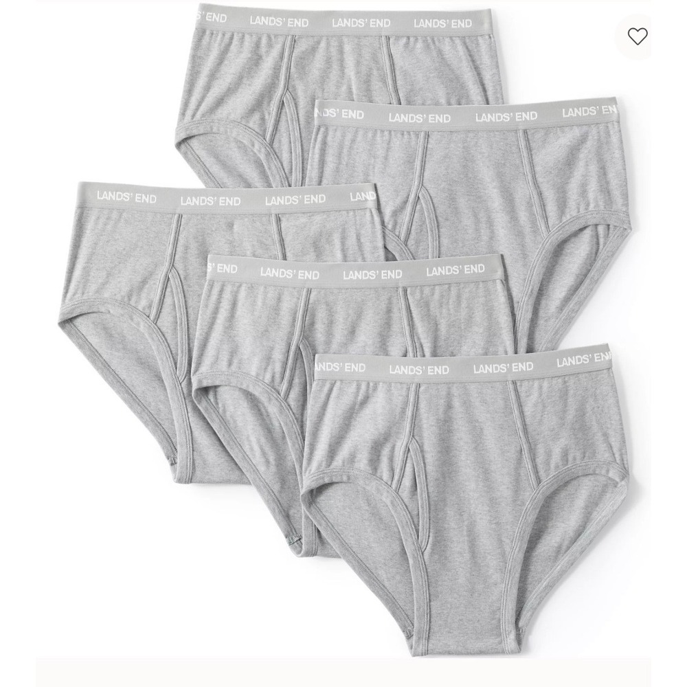 NEW Lands End Mens 4XL Big Knit Briefs 5-Pack Gray Heather 4XL 54-56 Underwear